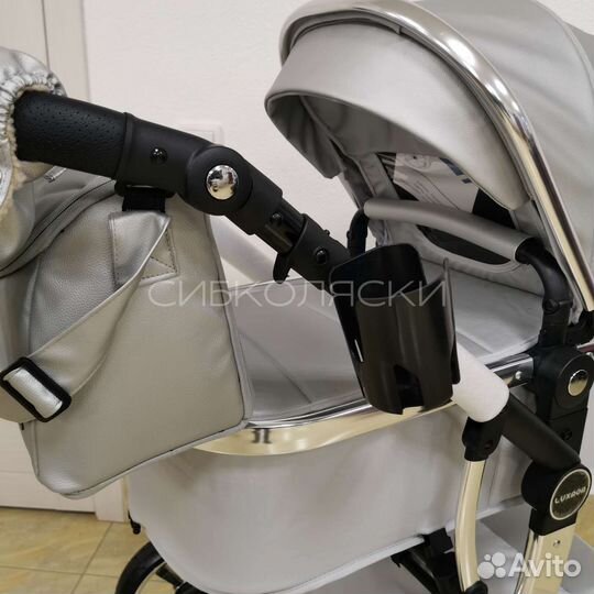 Коляска Luxmom 608 2в1 и 3в1 экокожа серебро