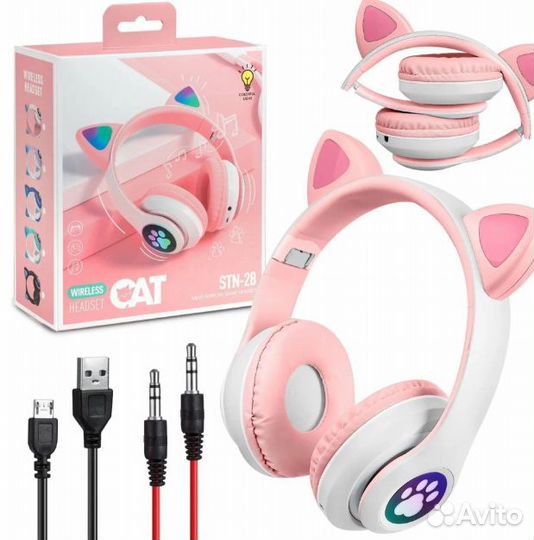 Наушники беспроводные с кошачьими ушками