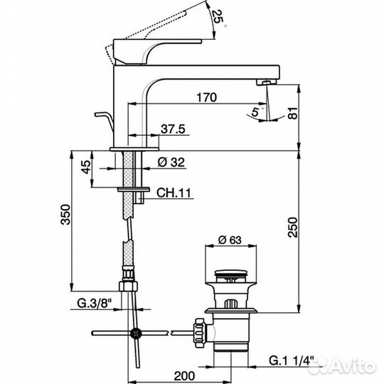 Смеситель для раковины Cisal Cubic CU00151121