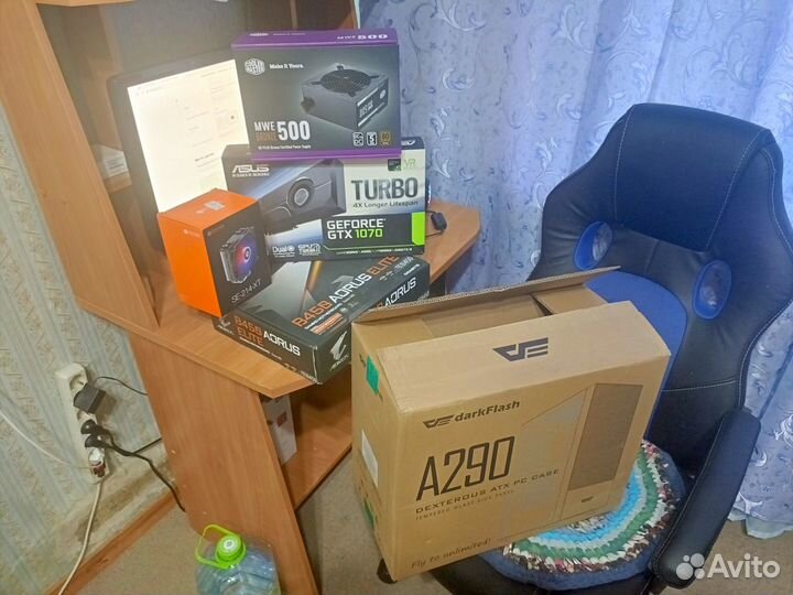 Игровой компьютер с монитором Ryzen 5600x/GTX 1070