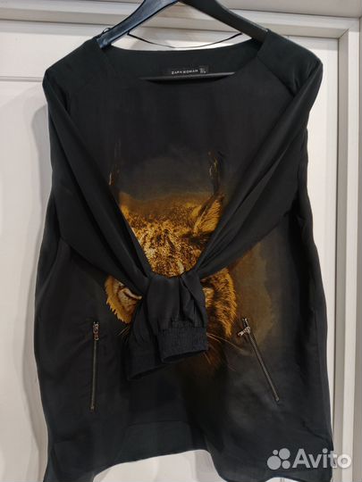 Блуза zara натуральный шелк