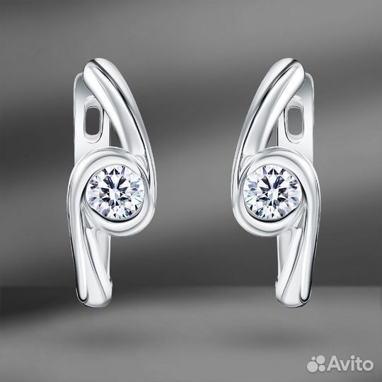 Золотые серьги с бриллиантами 0.25Ct
