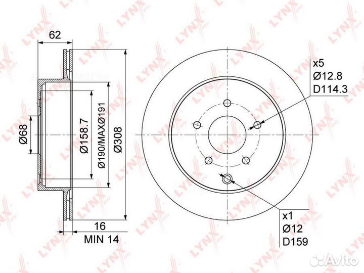Lynxauto BN-1116 Диск тормозной зад