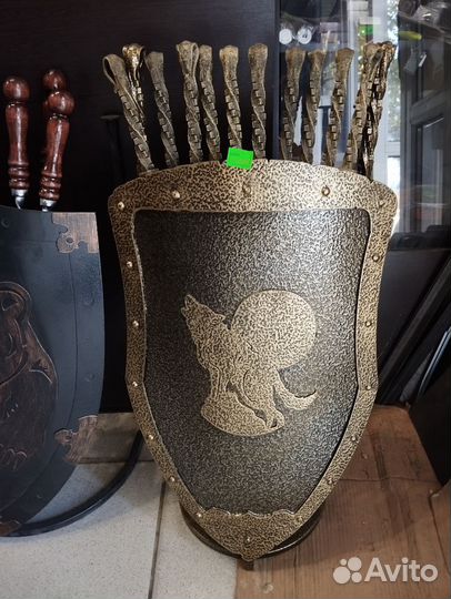 Подарочный набор кованые шампуры щит