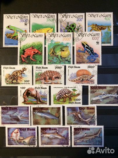 Марки фауна, паровозы, блоки