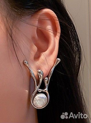 Серьги с натуральным жемчугом