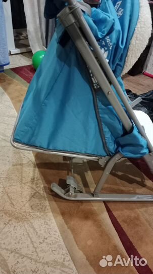 Детские санки коляска с колесами бу