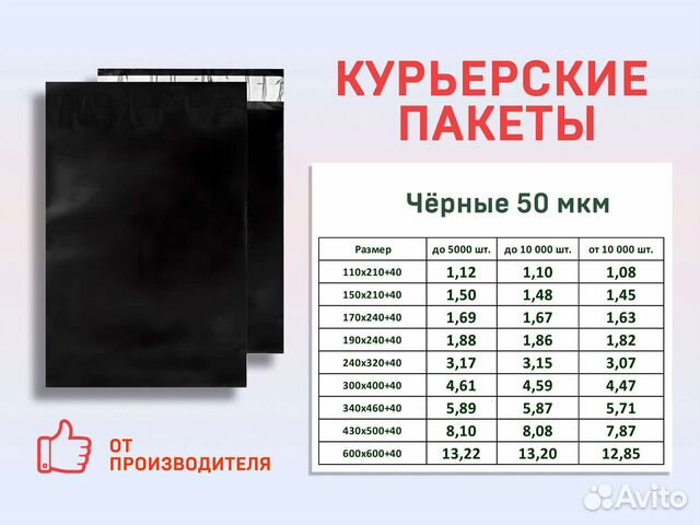 Курьерские пакеты черные с клеевым слоем от 0,81 объявление продам