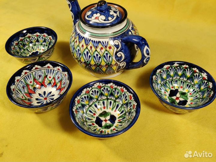 Набор чайный Риштанская Керамика, 5 предм. Синий