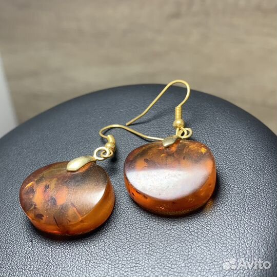 Винтажные Серьги Из Янтарного Камня Ретро