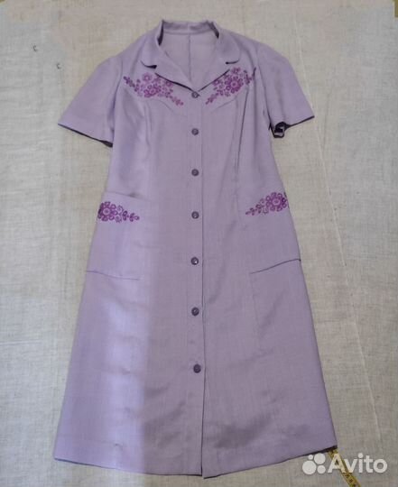 Платье блузка винтаж СССР лен шелк