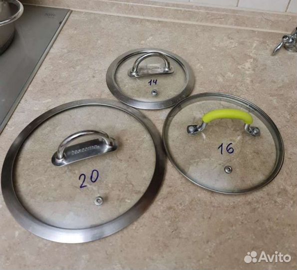 Поднос зеркало, бокалы, крышки