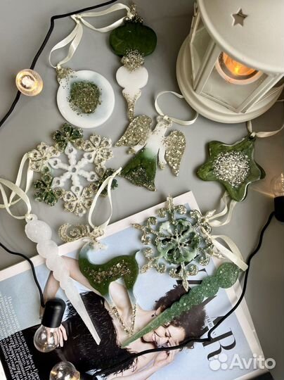 Набор из 9-ти елочных игрушек ручной работы