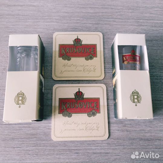 Набор Бирдекели и рюмочки Крушовице krusovice