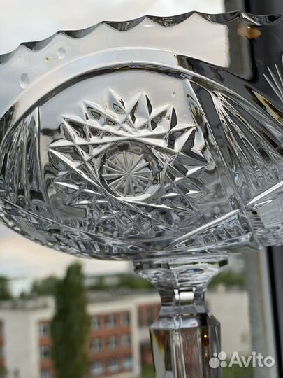 Ваза для фруктов на ножке хрусталь