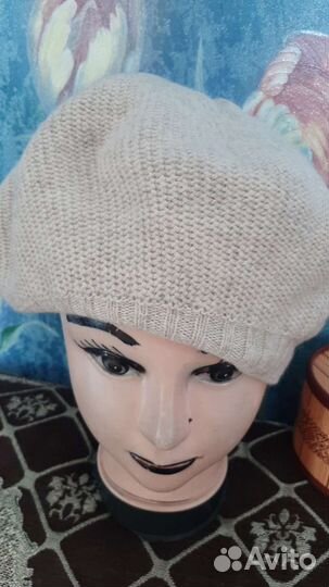 Берет шерсть двойная вязка