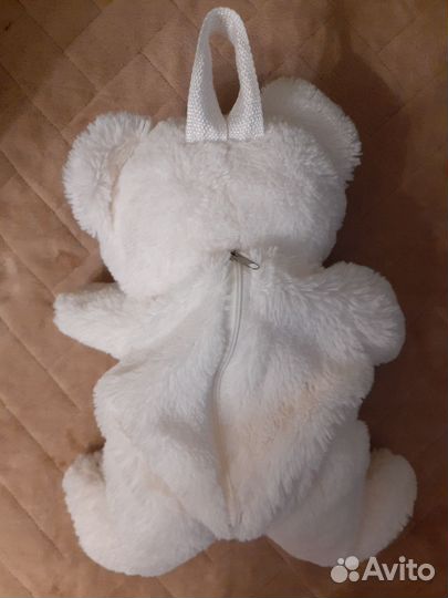 Сумка игрушка с карманом для подарка Белый мишка