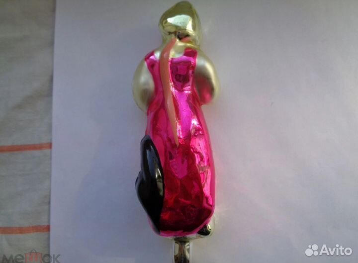 Елочная игрушка СССР Настенька с котом.Редкая