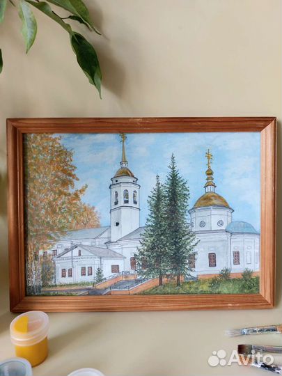 Картина Акварель 21*30 Церковь Кудымкар