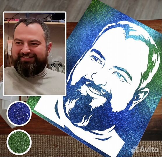 Портрет блестками по фото