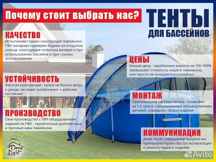 Купол и навес для бассейна 7 дуг диаметры от 350см