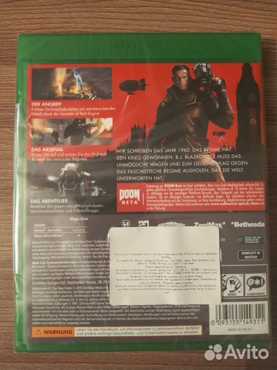 Игра для xbox one Wolfenstein the new order(новая)