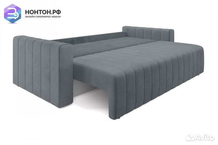 Диван еврокнижка Лондон велюр серый