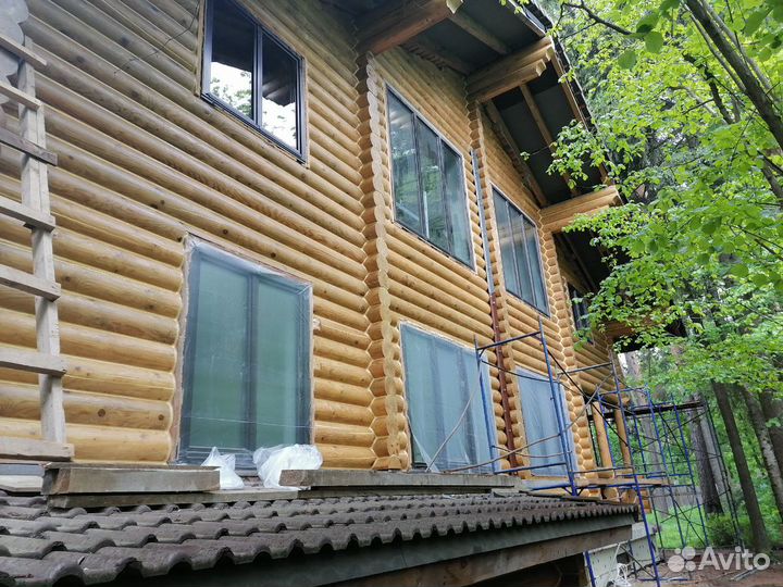 Шлифовка покраска герметизация деревянных домов и