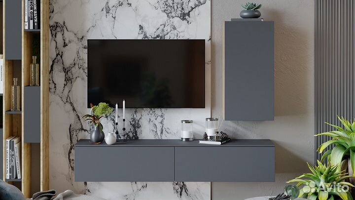 Модульная гостиная «Порто» Яблоня Беллуно, Графит