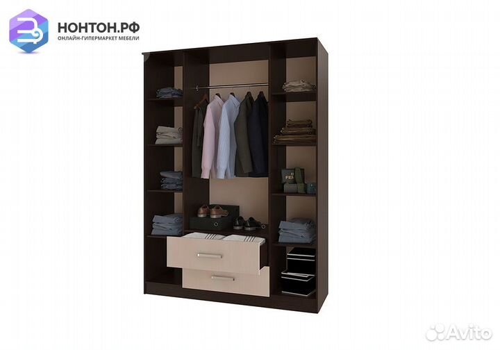 Шкаф 4-х створчатый Фиеста дуб беленый / венге