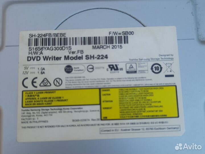 Привод дисков Dvd writer model sh-224 SATA