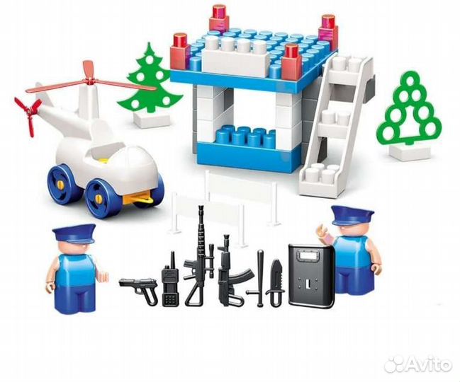 Конструктор Полиция вертолетная площадка 48 дет
