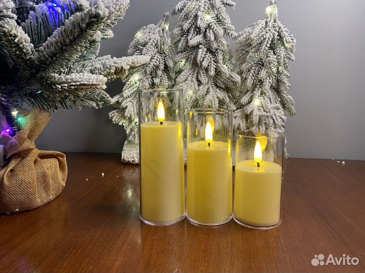 Диодные свечи на батарейках комплект 3штуки