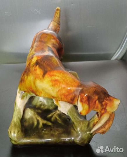 Статуэтка Сеттер собака с уткой дичью Керамика