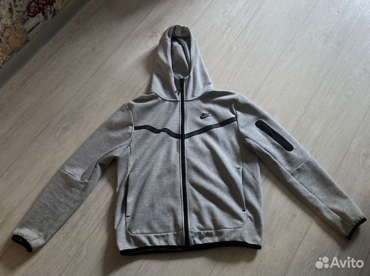 Зип худи nike tech fleece серая