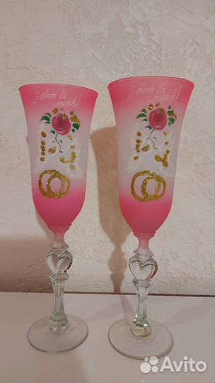 Свадебные бокалы ручной работы
