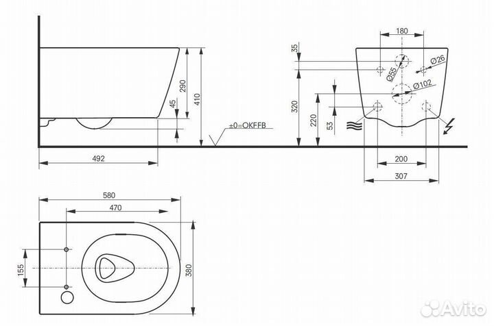 Умный унитаз-биде toto Washlet RX ewater+