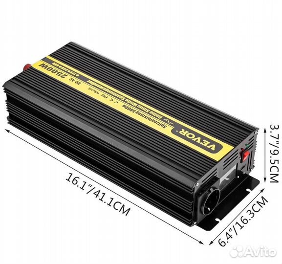 Инвертор чистый синус 12В 220В, 2500Вт(реал),Новый