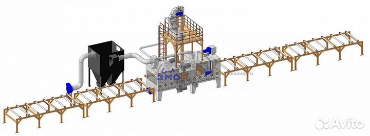 Дробеметная установка проходного типа