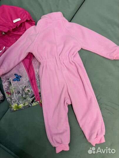Флисовый комбинезон и ветровка 80-86