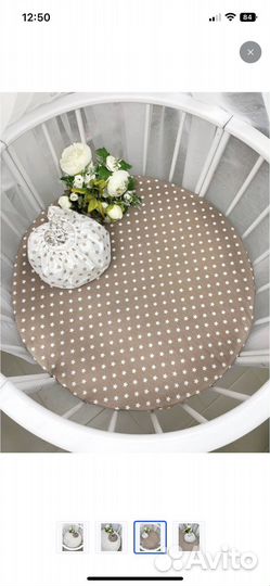 Матрас детский круглый, наматрасник и простыни