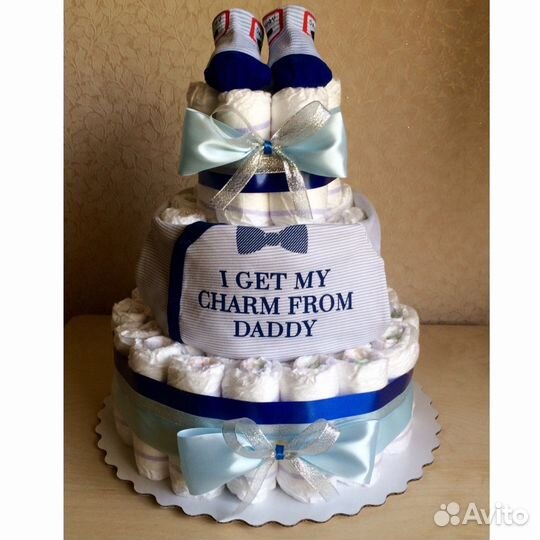 Торт из пусаерсрв.Подарок на рождение ребёнка