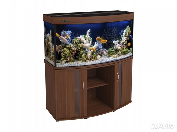 Аквариум панорамный 350л с тумбой и LED-освещением