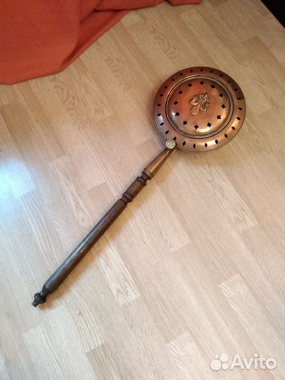 Грелка для постели медь Франция винтаж