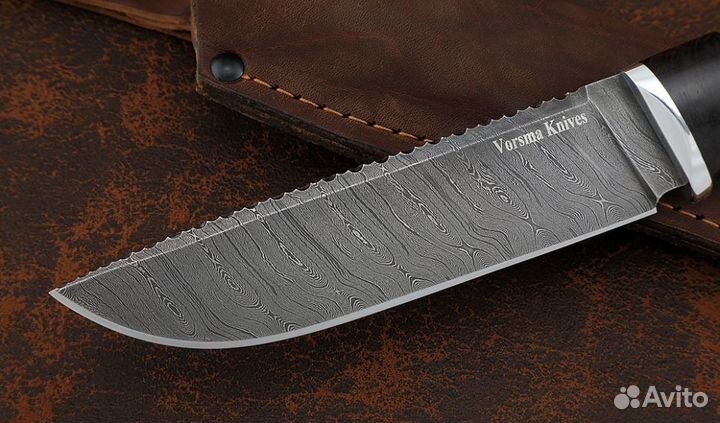 Нож Барракуда-2 сталь дамаск, рукоять черный граб