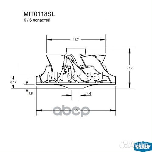 Крыльчатка турбокомпрессора MIT0118SL Krauf