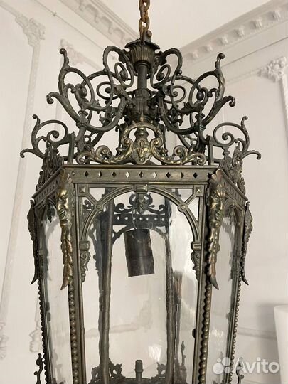 Антикварный бронзовый фонарь