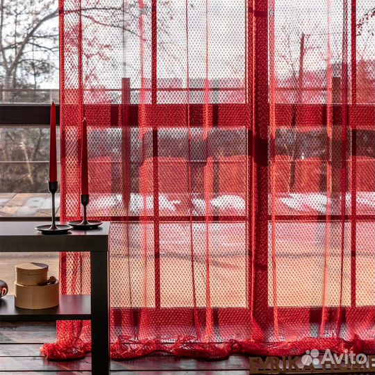 Тюль жаккардовое кружево Авалон Гранат