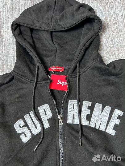 Зип Худи Supreme Серая Черная S M L XL