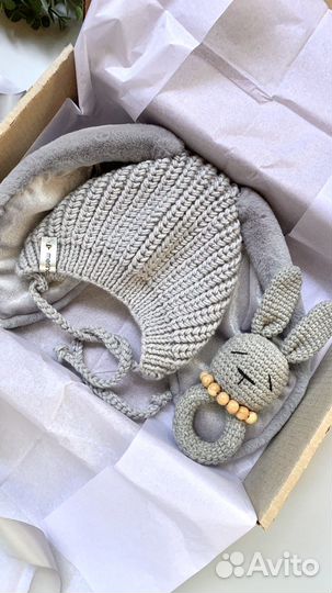 Шапочка с ушками зайки (3-6 мес)